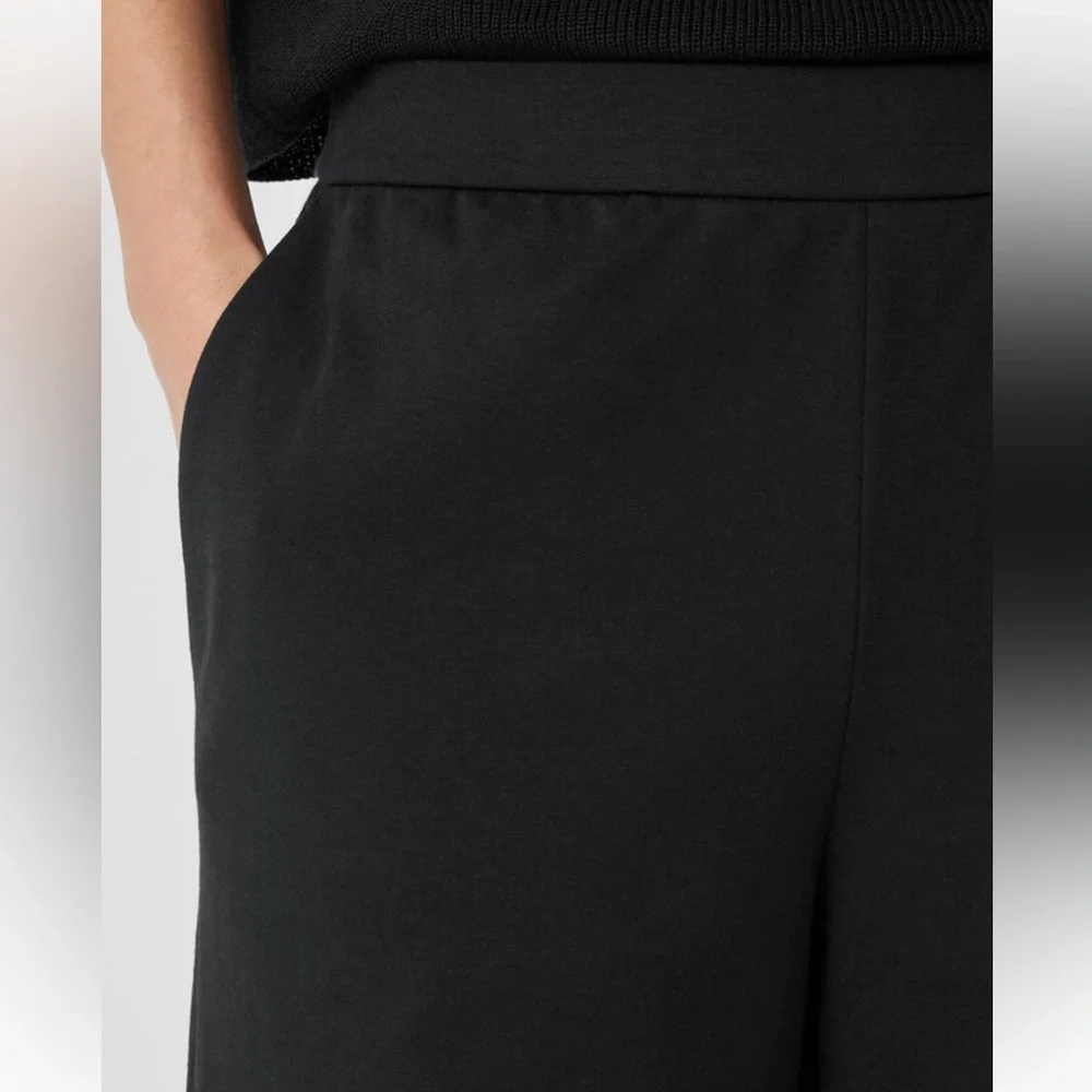 Eileen Fisher Cotton Tencel Black Ponte Wide-Leg Women's Pants, new without tags - Picture 4 of 6